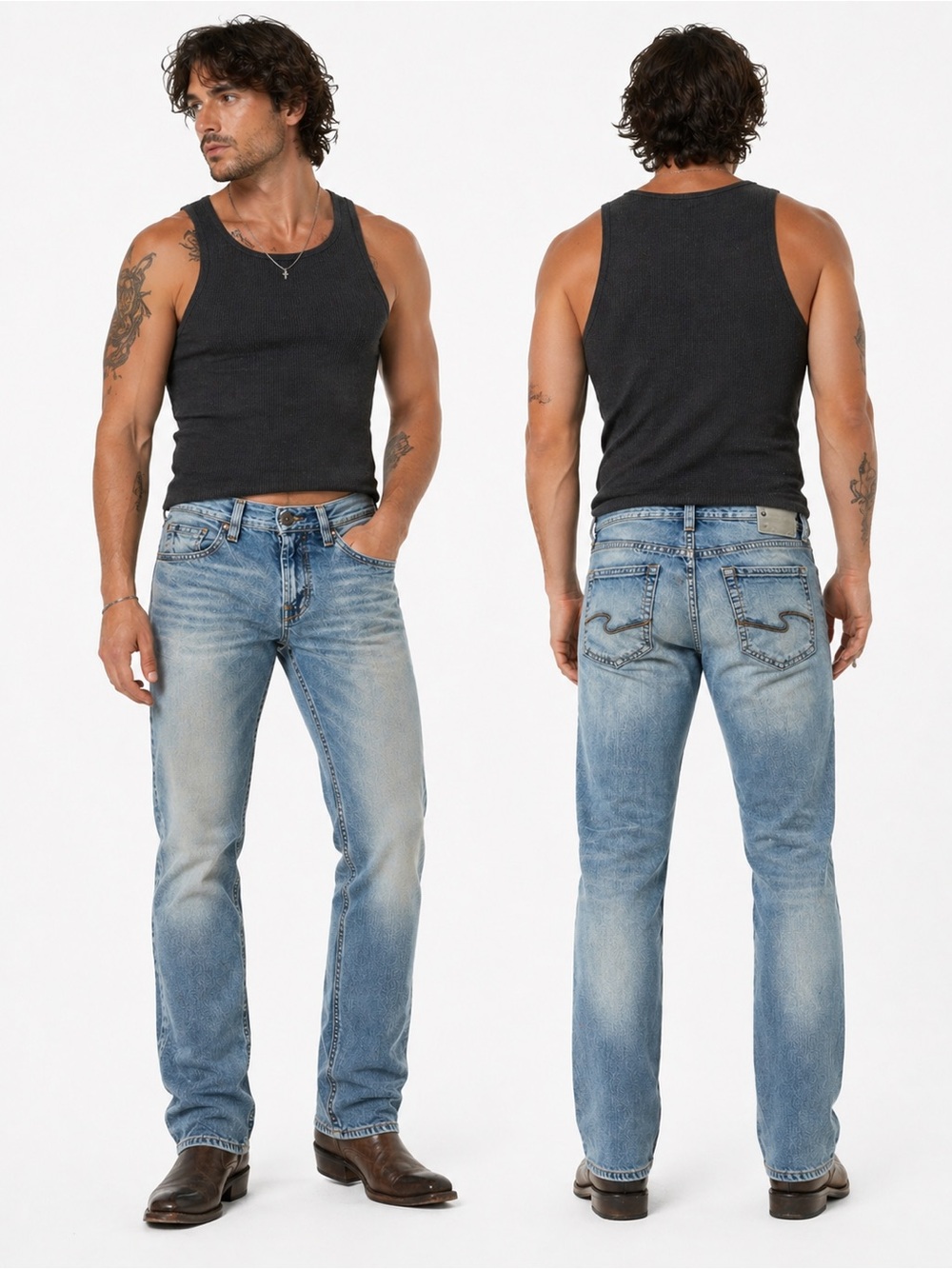 Silver jeans men Grayson light wash blue contrasting stitches straight size 31